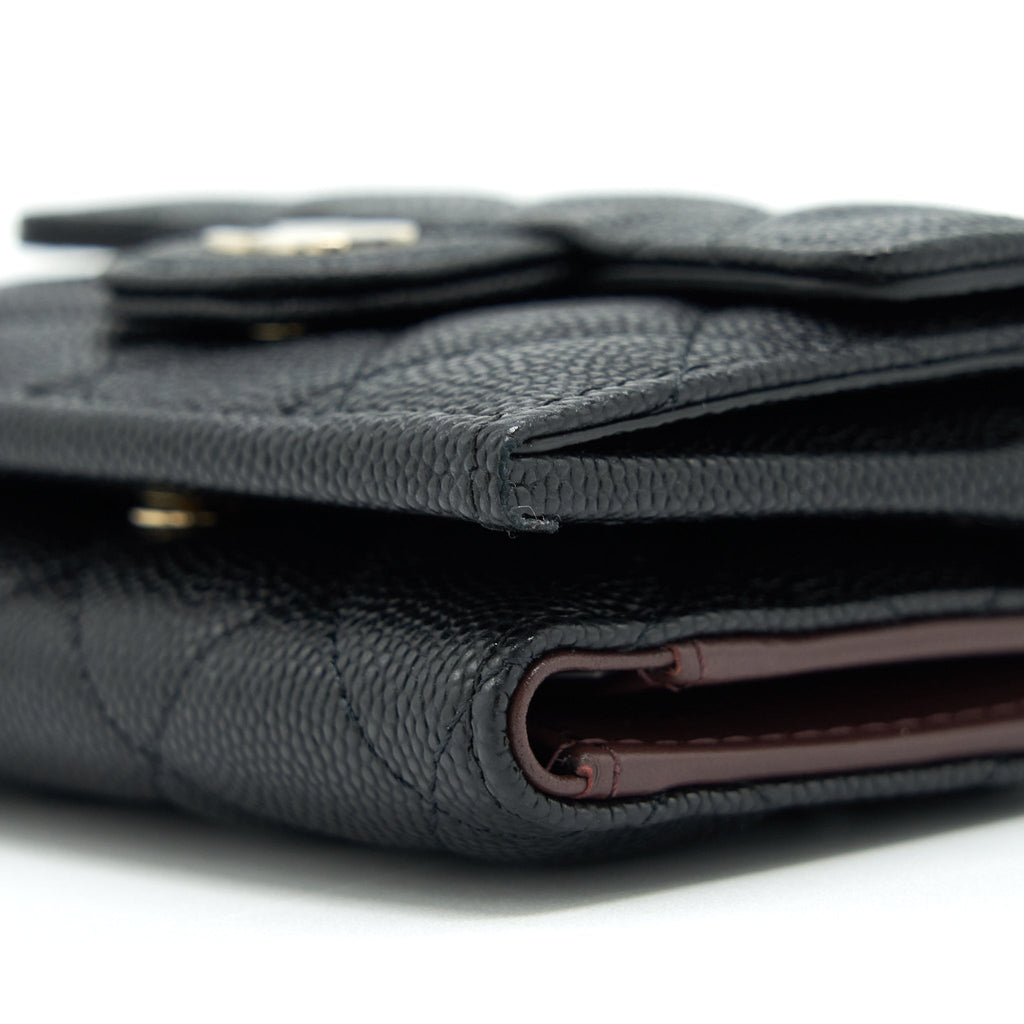 CHANEL SMALL COMPACT WALLET CAVIAR BLACK LGHW
