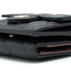 CHANEL SMALL COMPACT WALLET CAVIAR BLACK LGHW