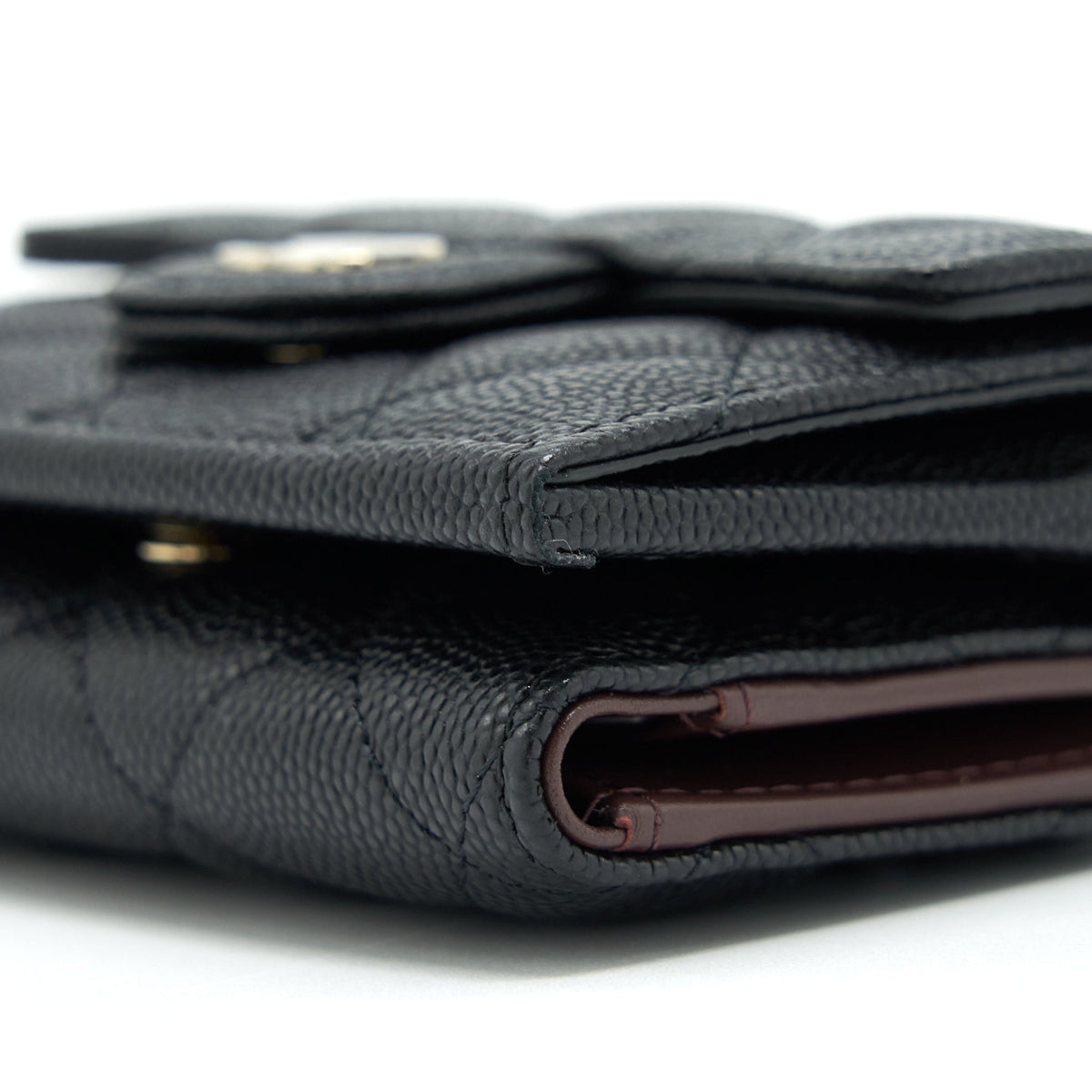 CHANEL SMALL COMPACT WALLET CAVIAR BLACK LGHW