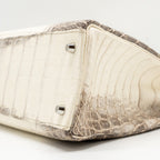 HERMES KELLY 32 CROCODILE NILOTICUS HIMALAYA BLANC SHW