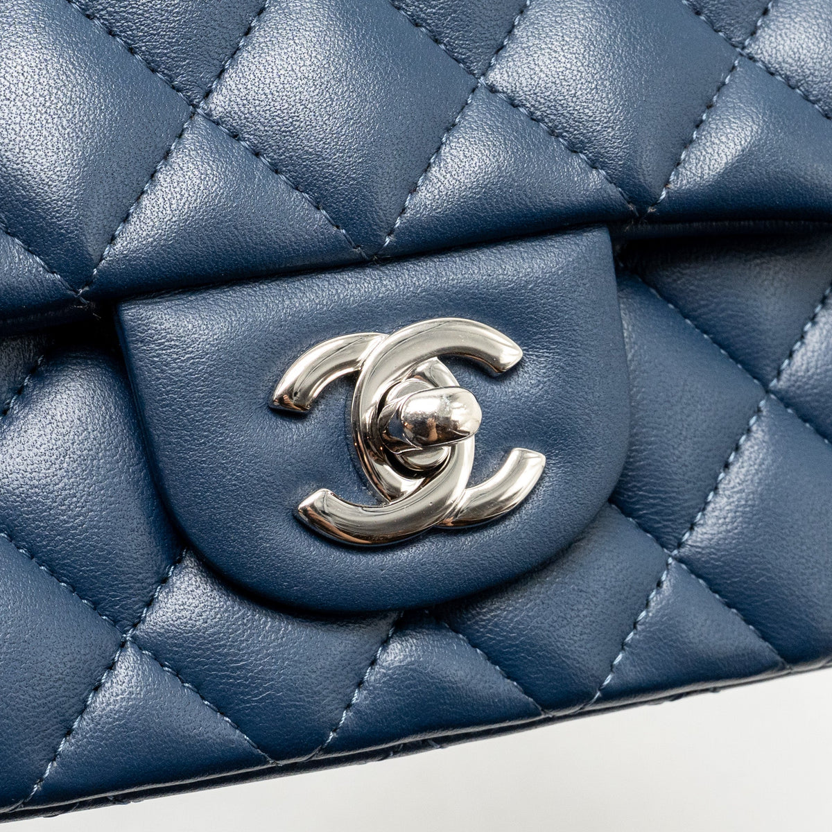 Chanel Mini Rectangular Flap Bag Lambskin Navy SHW