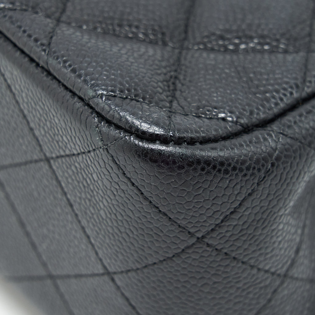 CHANEL JUMBO CLASSIC FLAP BAG CAVIAR BLACK SHW