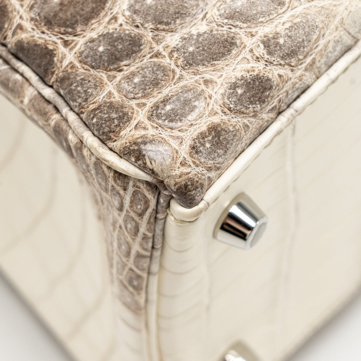 HERMES KELLY 32 CROCODILE NILOTICUS HIMALAYA BLANC SHW