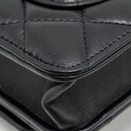 CHANEL PEARL CRUSH WALLET ON CHAIN LAMBSKIN BLACK GHW (MICROCHIP)