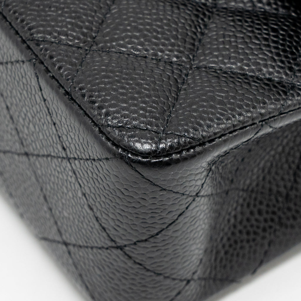 CHANEL SMALL CLASSIC DOUBLE FLAP BAG CAVIAR BLACK SHW