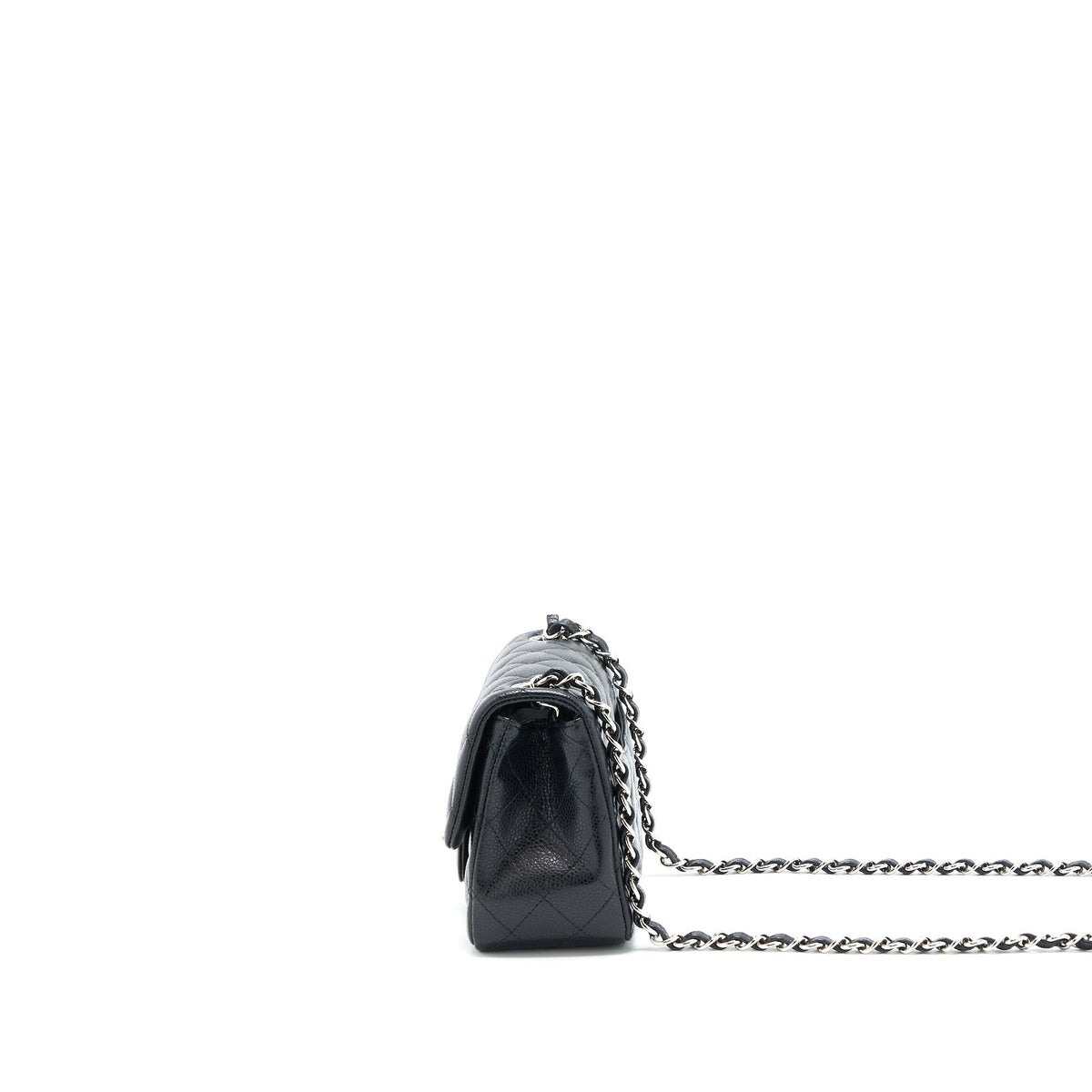 CHANEL CLASSIC MINI SQUARE FLAP BAG CAVIAR BLACK SHW