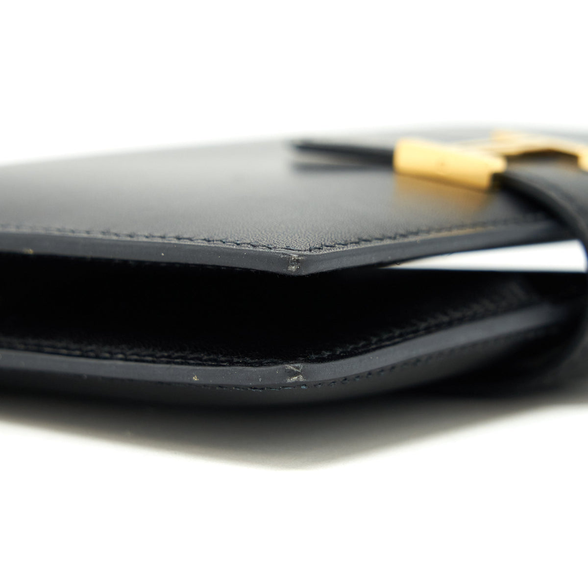 Hermes Bearn Compact Wallet Box Calfskin Black GHW