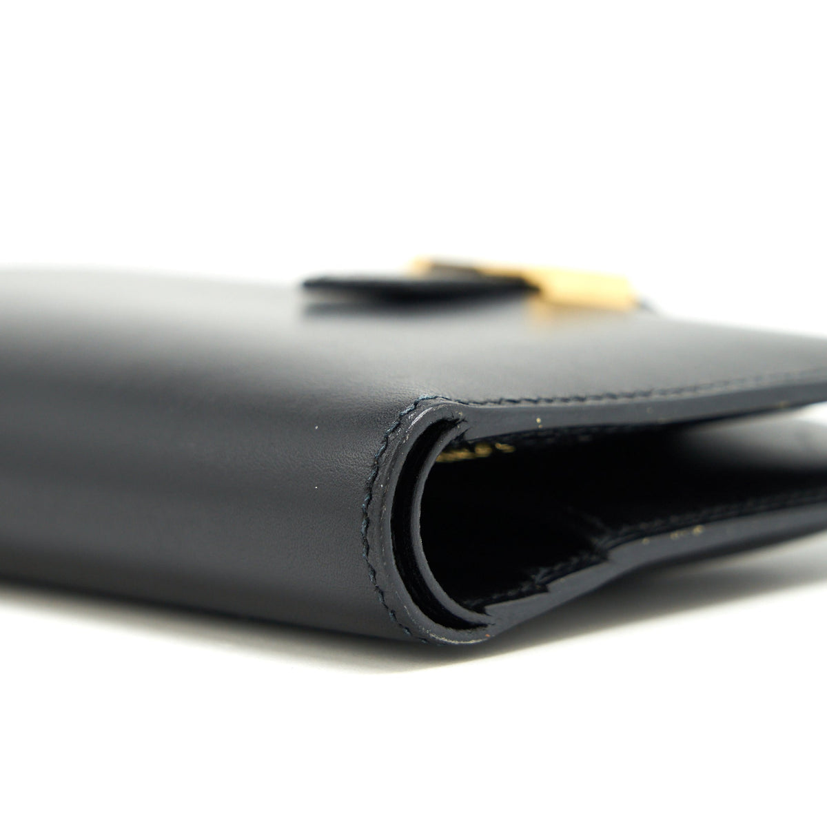 Hermes Bearn Compact Wallet Box Calfskin Black GHW