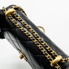 CHANEL 24C GOLD CRUSH MINI FLAP BAG CALFSKIN BLACK GHW (MICROCHIP)