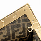 FENDI SMALL FENDI FIRST CLUTCH BAG NAPPA BROWN GHW