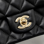 CHANEL MINI SQUARE FLAP BAG LAMBSKIN BLACK GHW