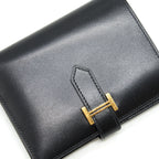 Hermes Bearn Compact Wallet Box Calfskin Black GHW