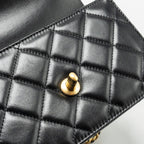 CHANEL 24C GOLD CRUSH MINI FLAP BAG CALFSKIN BLACK GHW (MICROCHIP)