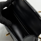 CHANEL 24C GOLD CRUSH MINI FLAP BAG CALFSKIN BLACK GHW (MICROCHIP)