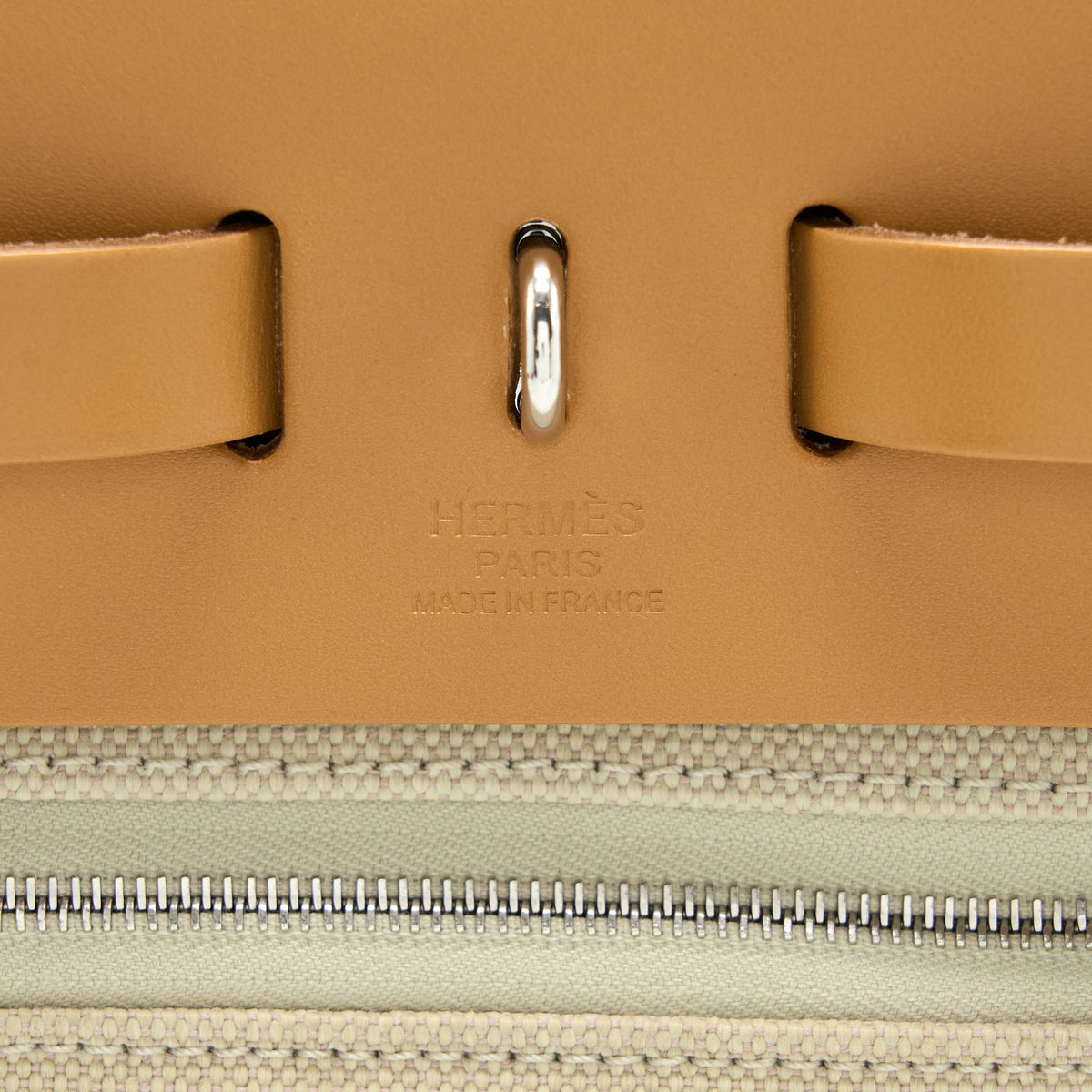HERMES HERBAG ZIP 31 LEATHER/CANVAS BETON/NATUREL SABLE SHW