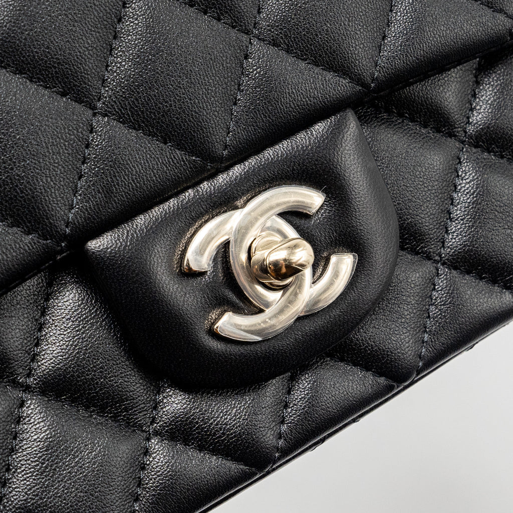 CHANEL MINI RECTANGULAR FLAP BAG LAMBSKIN BLACK LGHW (MICROCHIP)