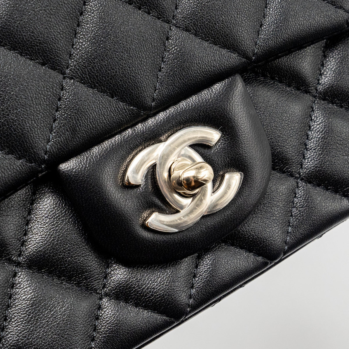CHANEL MINI RECTANGULAR FLAP BAG LAMBSKIN BLACK LGHW (MICROCHIP)