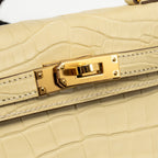 Hermes Mini Kelly II Alligator MIssissippiensis Matt Y1 Vanille GHW