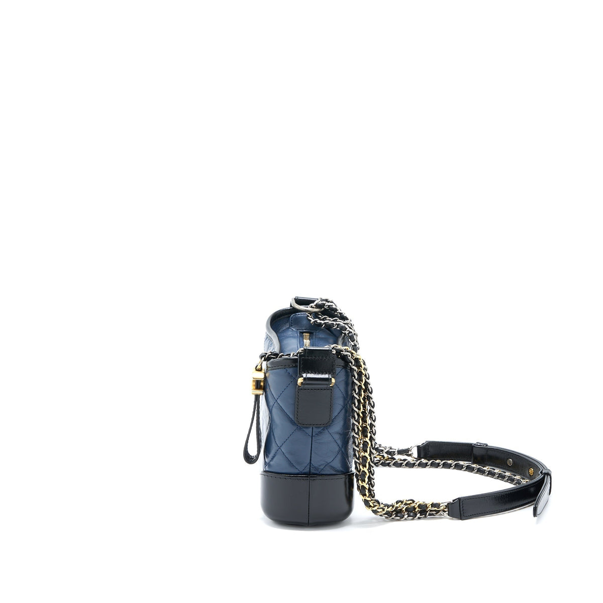 CHANEL SMALL GABRIELLE HOBO BAG AGED CALFSKIN NAVY/BLACK MULTICOLOUR HARDWARE