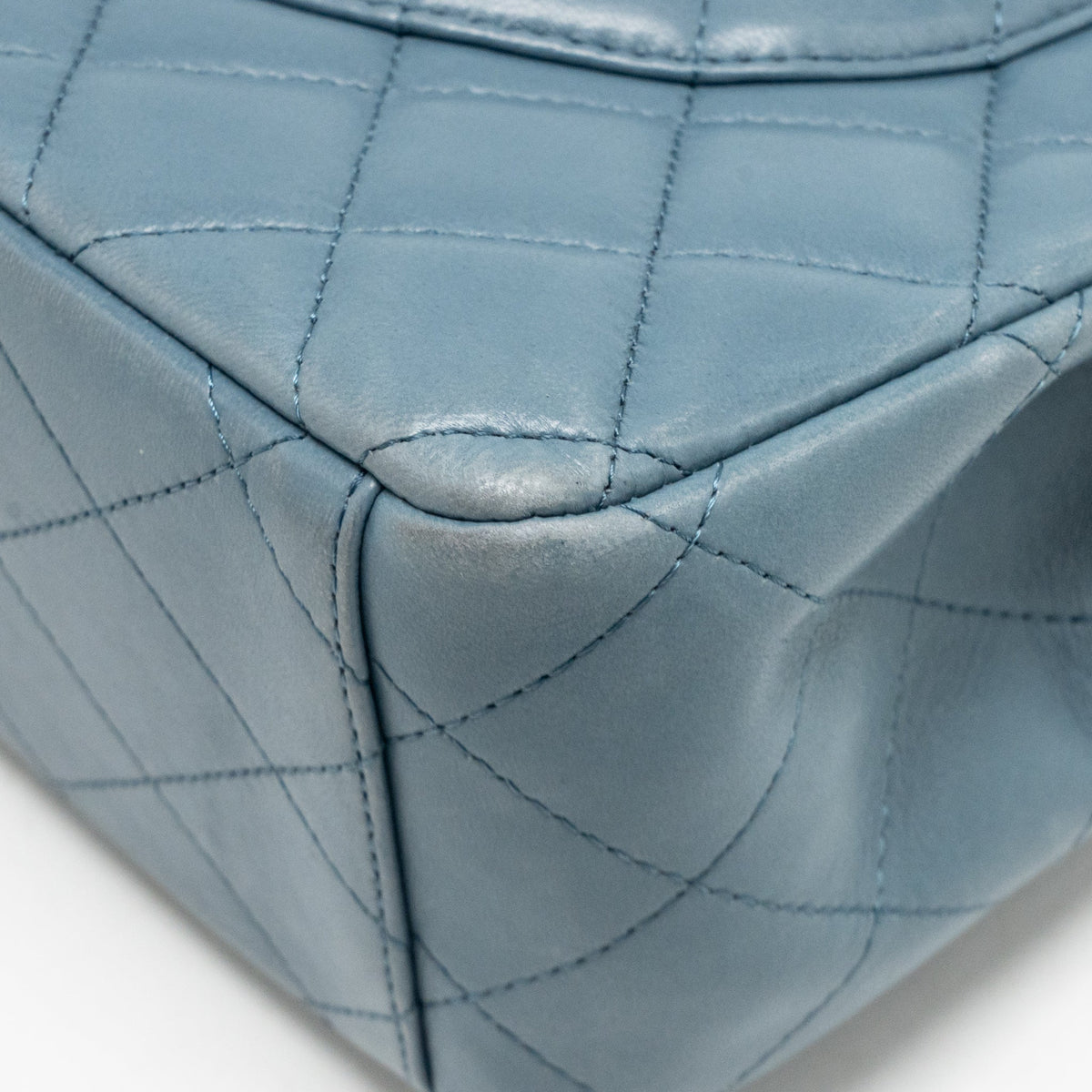 Chanel Classic maxi double flap bag lambskin blue SHW