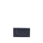 CHANEL CLASSIC FLAP LONG WALLET CAVIAR DARK BLUE LGHW