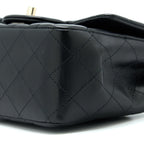 CHANEL CLASSIC MINI SQUARE FLAP BAG LAMBSKIN BLACK LGHW (MICROCHIP)