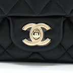 CHANEL CLASSIC MINI SQUARE FLAP BAG LAMBSKIN BLACK LGHW (MICROCHIP)