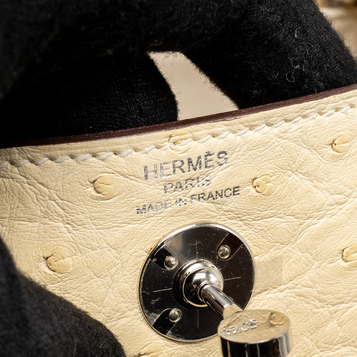 Hermes Mini Lindy Ostrich Nata SHW