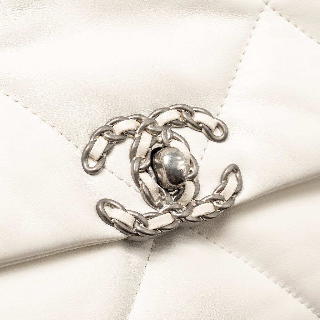 Chanel small 19 bag lambskin white multicoloured hardware (microchip)