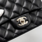 CHANEL MINI SQUARE FLAP BAG LAMBSKIN BLACK LGHW (MICROCHIP)