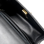 CHANEL TOP HANDLE MINI RECTANGULAR FLAP BAG LAMBSKIN BLACK LGHW (MICROCHIP)