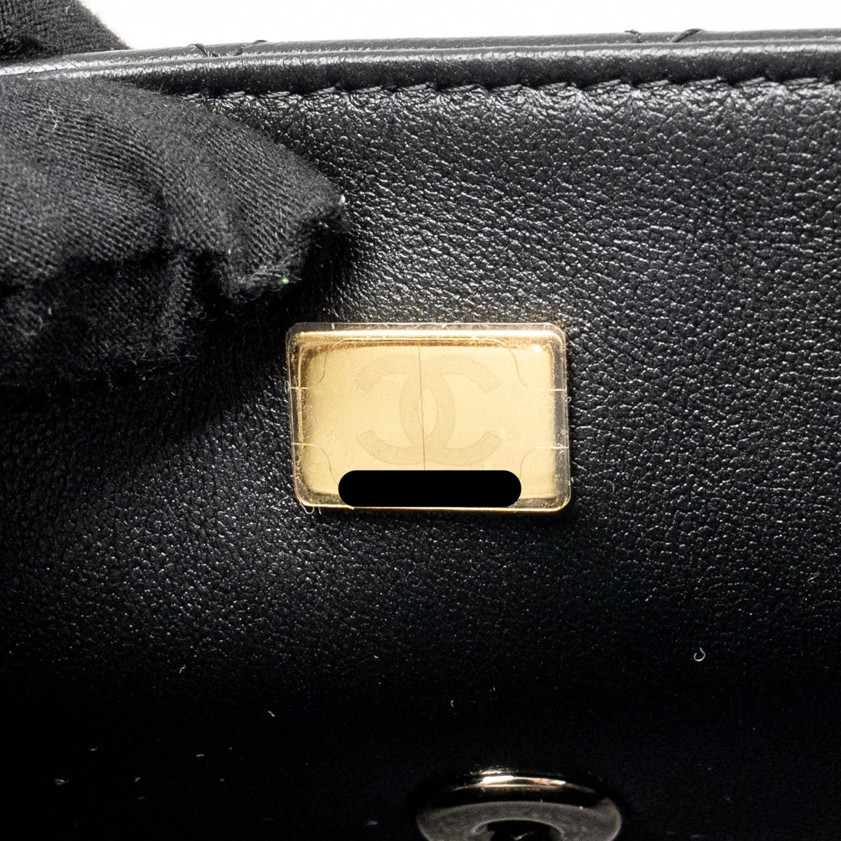 CHANEL TOP HANDLE MINI RECTANGULAR FLAP BAG LAMBSKIN BLACK LGHW (MICROCHIP)