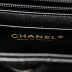 CHANEL TOP HANDLE MINI RECTANGULAR FLAP BAG LAMBSKIN BLACK LGHW (MICROCHIP)