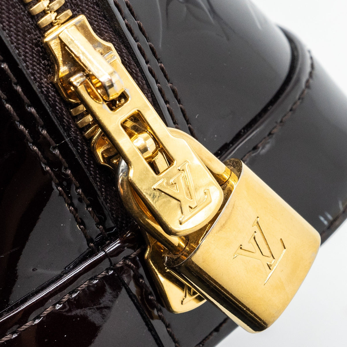 LOUIS VUITTON ALMA BB MONOGRAM PATENT AMARANTE PURPLE GHW