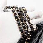 CHANEL MINI SQUARE FLAP BAG LAMBSKIN BLACK LGHW (MICROCHIP)