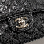 CHANEL MEDIUM CLASSIC DOUBLE FLAP BAG CAVIAR BLACK SHW
