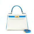 HERMES KELLY 28 SPECIAL ORDER EVERCOLOR BLANC/MYKONO BRUSHED GOLD HARDWARE