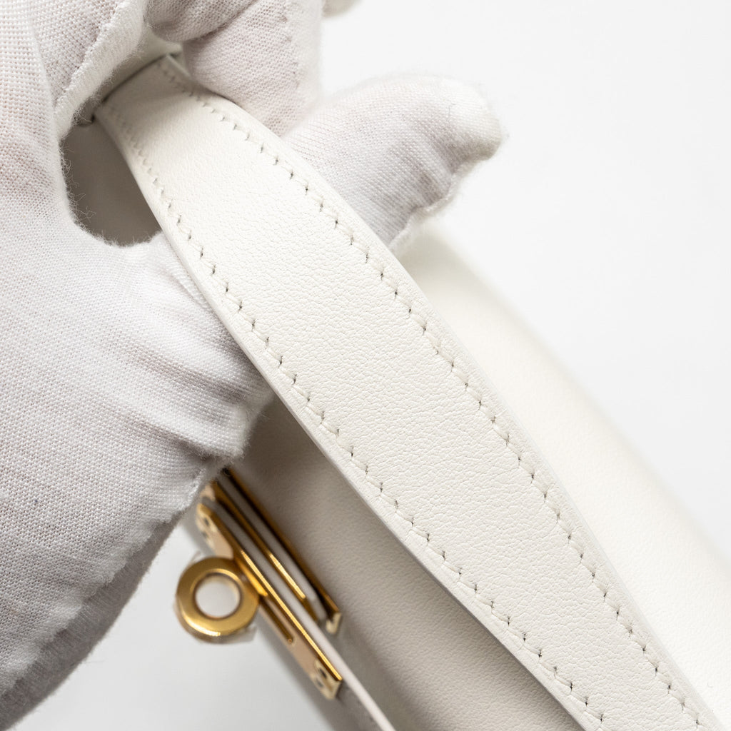 Hermes Kelly Pochette swift 01 Blanc GHW