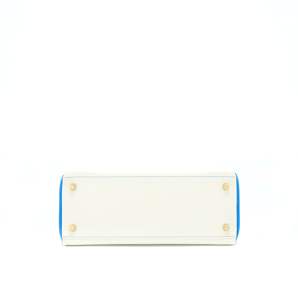 HERMES KELLY 28 SPECIAL ORDER EVERCOLOR BLANC/MYKONO BRUSHED GOLD HARDWARE