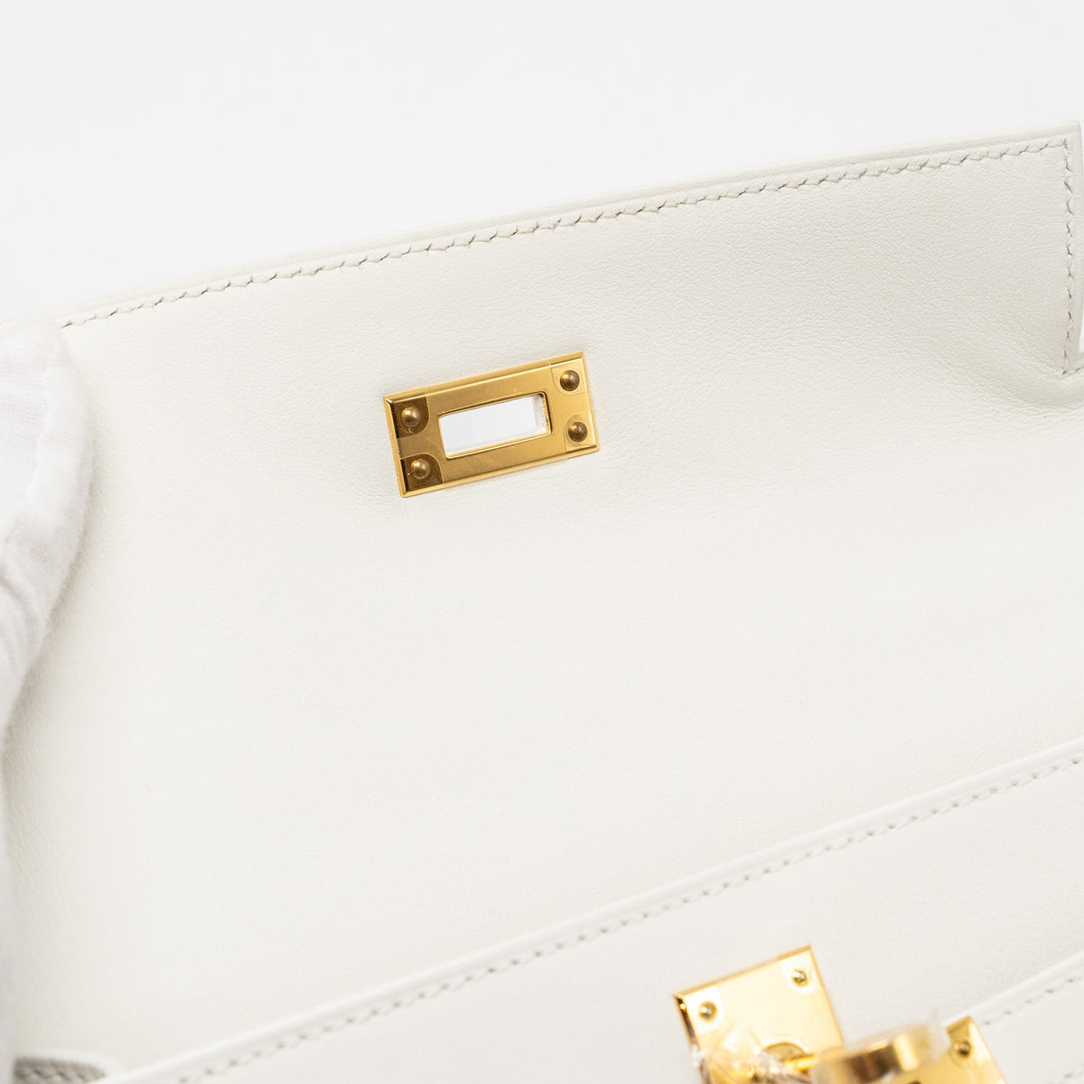 Hermes Kelly Pochette swift 01 Blanc GHW