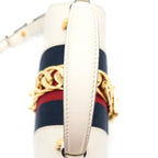 GUCCI MINI TOP HANDLE SYLVIE BAG CALFSKIN WHITE GHW