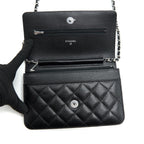 CHANEL CLASSIC WALLET ON CHAIN CAVIAR BLACK SHW (MICROCHIP)