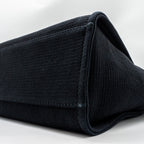 CHANEL SMALL DEAUVILLE SHOPPING TOTE BAG CALFSKIN/FABRIC BLACK LGHW (MICROCHIP)