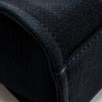 CHANEL SMALL DEAUVILLE SHOPPING TOTE BAG CALFSKIN/FABRIC BLACK LGHW (MICROCHIP)