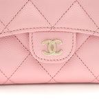 CHANEL CARD HOLDER ON CHAIN CAVIAR PINK LGHW