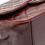 Chanel 16A Gold Bar Top Handle Flap Bag Glazed Calfskin Burgundy GHW