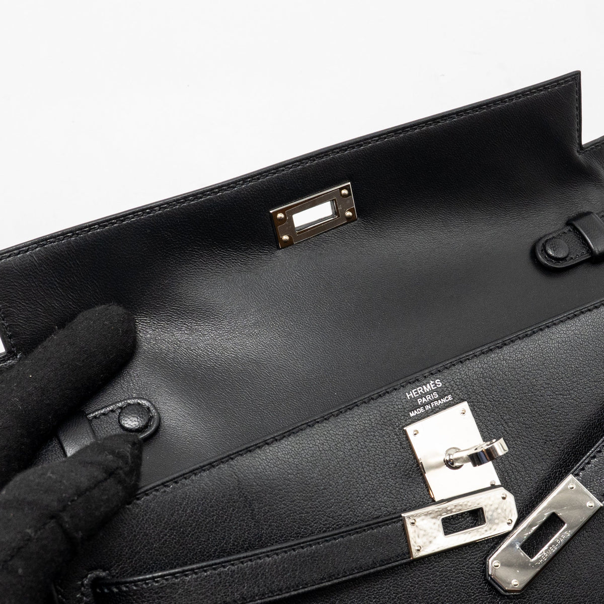 HERMES KELLY ELAN CHÈVRE CHAMKILA BLACK SHW