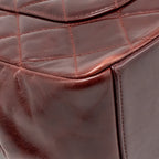 Chanel 16A Gold Bar Top Handle Flap Bag Glazed Calfskin Burgundy GHW