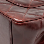 Chanel 16A Gold Bar Top Handle Flap Bag Glazed Calfskin Burgundy GHW