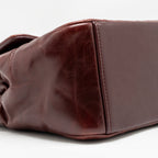 Chanel 16A Gold Bar Top Handle Flap Bag Glazed Calfskin Burgundy GHW